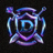 DOTA2比分网官方标志，霓虹蓝色盾形电竞徽章，内部为天辉与夜魇双色剑气图案